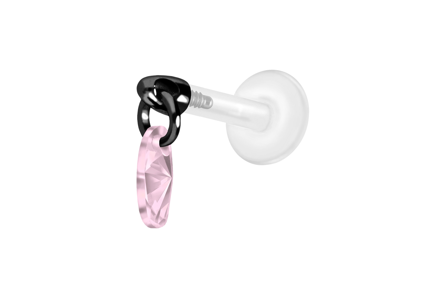 PTFE Labret Piercing mit Innengewinde + Titan-Aufsatz KRISTALLOVAL